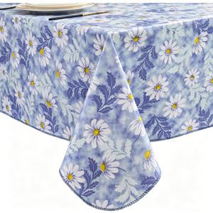 Pioggia Vinyl Tablecloth with Flannel Backed Rectangle Waterproof Oil-Proof PVC Table Cloth Wipeable Spill-Proof Plastic Table Cover for Indoor and Outdoor, 84" x 60" 