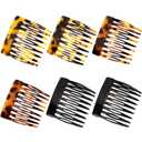 6Pcs French Side Combs for Styling Accessories, Strong Hold Decorative Hair Combs Clips for Women Hair (Brown, Black, Red)