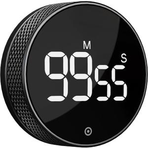 BlueSnail Kitchen Timer with LED Digital Display Smart Efficana for Home Classroom Gym Office, Volume and Brightness Adjustable Productivity Timer (All Black)