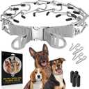 PetJett Prong Collar for Dogs - Choke Collar for Dogs, Pinch Collar for Dog, Adjustable Training Collar & Walking Tool for Small, Medium, or Large Breed - No Pull Stainless Steel Metal Choker Chain (Large: 18 - 20" / 70 lbs, Grey Metal Buckle)