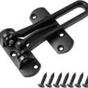 Door Reinforcement Lock Latch Swing Bar Lock for Home Security Front Door Locks for Kids Thicken Solid Aluminium Alloy (Black)