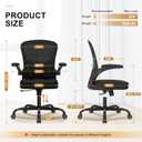 Office Chair, Ergonomic Desk Chairs 330LBS Capacity High Back Mesh Computer Chair with Flip-up Armrests, Comfy Work Chair with Adjustable Lumbar Support, Rolling Chair, 25 inches x 20.5 inches x 40 inches
