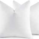 MIULEE 18x18 Pillow Inserts,Set of 2 Down Feather Throw Pillows for Couch Sofa Bed, Decorative Fluffy Throw Pillow Inserts Cotton Fabric,White