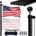 NQ 20FT Flag Pole in Ground for Outside House, 14-Guage Aluminum Flag Pole Kit, Heavy Duty Sectional Flagpole for Outdoor with 3x5FT Flag (Black)