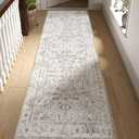 jinchan Hallway Runner Rug 2x10 - Kitchen Washable Rug Floral Runner Non Slip with Rubber Backing Ultra-Thin Vintage Carpet for Bedroom Laundry Room Living Room (2x10ft,Taupe)