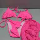 YELAIVP Women's Plus Size Halter String Triangle Bikini Sets 3 Piece Swimsuits with Side Ruched Drawstring Cover Up (185 Rose Red, XL)