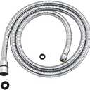 Kitchen 59-Inch or 150CM Pull Down Sink Faucet Replacement Pull Out Spray Head Hose Stainless Steel (Electroplating, 1.5 meters)