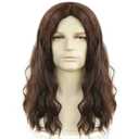 Brown Wig Mens Long Brown Wig 80s Middle Part Male Shoulder Length Man Hair Heat Resistant Synthetic for Halloween Cosplay Costume Party