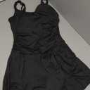 Womens Ribbed Swimdress One Piece Swimsuit Tummy Control Swim Dresses Skirt Bathing Suit (Large, Black)