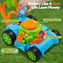 SLOOSH Bubble Lawn Mower Toddler Toys - Spill-Proof Bubble Machine Pretend Gardening Play Toy for Age 1 2 3 1-3 Year Old Baby Boys Indoor Outdoor Use, Easter Basket Stuffers Birthday Gifts (Blue)