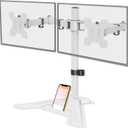 MOUNT PRO Dual Monitor Stand, Free-Standing Full Motion Monitor Desk Mount Fits 2 Screens up to 27 inches,17.6lbs with Height Adjustable, Swivel, Tilt, Rotation, VESA 75x75 100x100,White