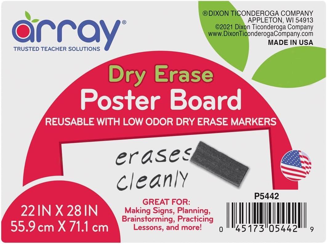 Pacon GoWrite! Dry Erase Poster Board, 22"x28", White, 25 Count (5442)
