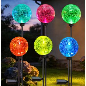 HOOEN Solar Garden Lights, 6 Pack Multi-Color Changing Solar Globe Lights Outdoor Waterproof Decorative for Yard, Powered Glass Ball Garden Lights for Patio Decoration (6pack)