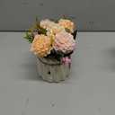 Artificial Hydrangea Bouquet with Small Ceramic Vase Fake Silk Variety Flower Balls Flowers Decoration for Table Home Party Office Wedding (Green)