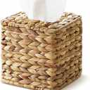 Tissue Box Cover, Square Wicker Tissue Box Holder Facial Tissues Boxes, Hand Woven Napkin Box Tissue Holder for Bathroom Bedroom Office Table Desk Night Stand, Boho Decorative, Natural