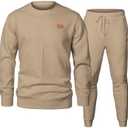 JMIERR Knit Jacquard Track Suits for Men Set 2 Piece Comfiest Airport Outfits Long Sleeve Sweatshirts & Running Joggers Sweatpants, Fall Tracksuit Sweatsuits Matching Lounge Sets, M, Khaki