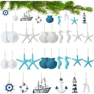 Jetec 26 Pcs Nautical Coastal Themed Christmas Ornaments Bulk Resin Starfish Seashell Decorative Beach Ocean Ornaments for Christmas Tree Home Bathroom Decoration Jetec 26 Pcs Nautical Coastal Themed Christmas Ornaments Bulk Resin Starfish Seashell Decorative Beach Ocean Ornaments for Christmas Tree Home Bathroom Decoration