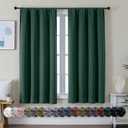 Simplebrand Ava Ever Green Blackout Curtains for Bedroom 63 Inch Length 2 Panels Set, Thermal Insulated Energy Saving Rod Pocket Window Treatment Curtains Blackout Drapes, W40 x L63 Inch, Ever Green