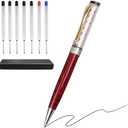 Shiduode Luxury Ballpoint Pens, Retractable Metal Pen with 7 Refills (Black, Blue, Red) for Smooth Writing - Executive Office Desk Accessories, Ideal Gifts for Professionals, Teachers, Nurses