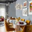 20" Modern Nickel Sputnik Chandelier 9-Lights Mid-Century Modern Starburst Chandelier Vintage Chrome Solid Metal Sputnik Chandeliers for Dining Room, Living Room, Bedroom, Kitchen, E12