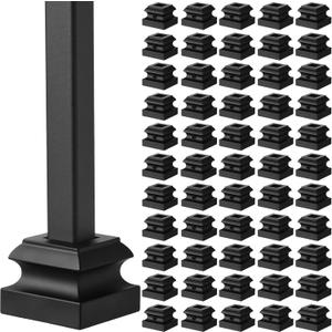 60 Pcs Iron Baluster Shoes Staircase Balusters Shoe with Screw for 1/2 Inch Square Scroll Basket Twist Knuckle Metal Stair Spindle Railing, Satin Black