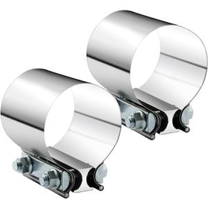 2.75" 2.75 Inch Exhaust Clamp Butt Joint Band Clamp Sleeve Coupler Stainless Steel 2 3/4 Inch for Exhaust Pipes, Mufflers and Catalytic Converters (2 PCS)