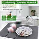Stone Dish Drying Mat for Kitchen Counter, Foldable Diatomaceous Earth Large Dry Mats Grey 24"16"