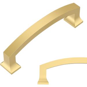 Amerdeco 10 Pack Brushed Gold 4 Inch(102mm) Hole Centers Kitchen Cabinet Pulls Cabinet Hardware Kitchen Handles for Cabinets Cupboard Handles Drawer Pulls