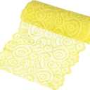 M METERXITY 5-Yard 7.1 Inch Wide Elastic Lace Fabric, Ribbon Stretchy Trim Lace W Floral Pattern for Bridal Wedding Decorations/Garment/Dress Sewing/DIY Crafts/Gift Bouquet [Light Yellow]