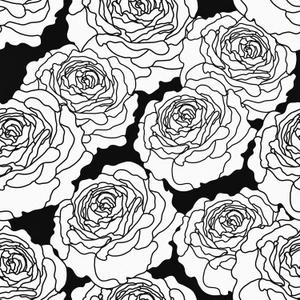 17.5"x102" Modern Large Rose Floral Wallpaper Black and White Peel and Stick Wallpaper Rose Stickers Self Adhesive Removable Renter Friendly Wall Paper Black Contact Paper Cabinet Bedroom