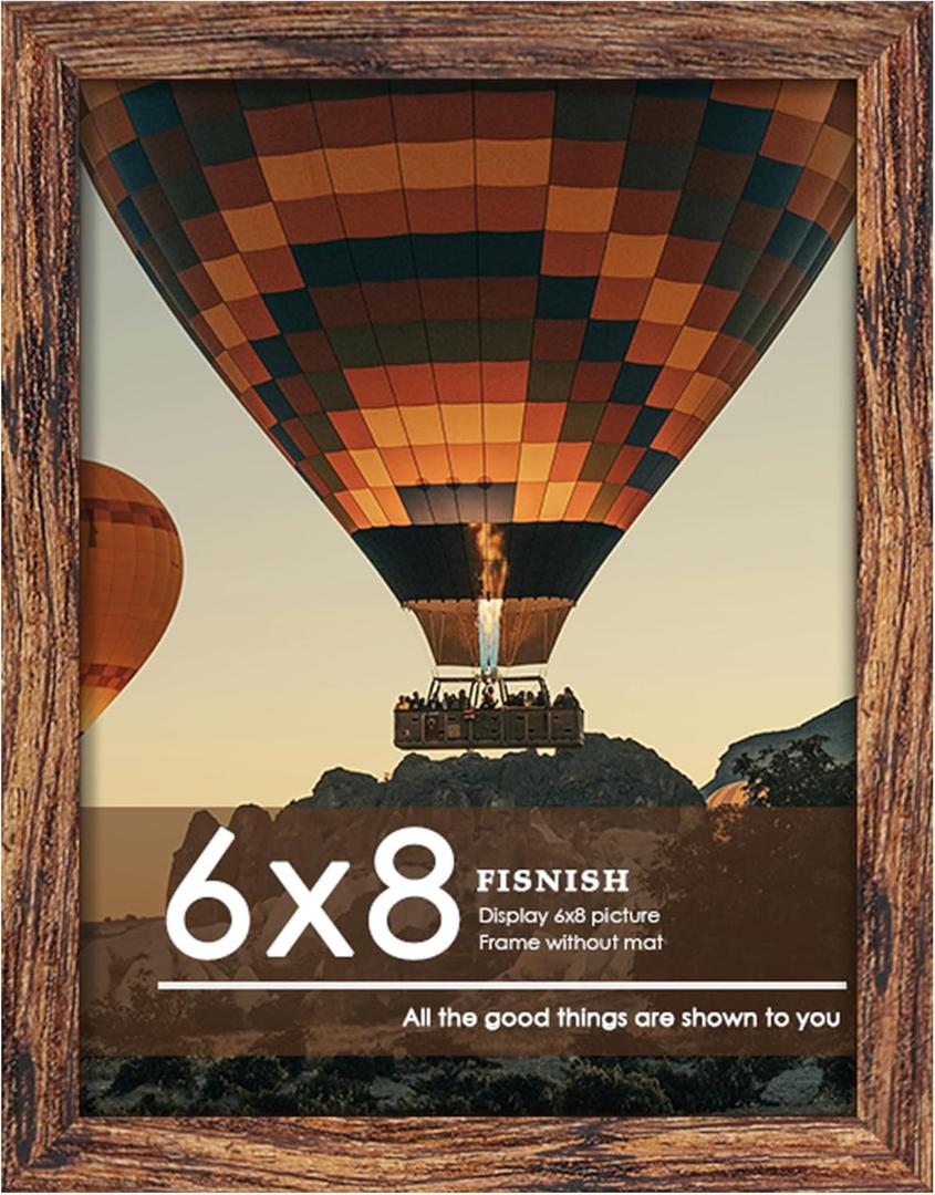 6x8 Picture Frame, Wall Hanging Gallery Photo Frame or Tabletop Display Frame, Brown, 1 Pack