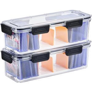 Toploader Storage Box, Trading Card Storage Box with 5 Dividers, Hard Plastic TCG Card Storage Box for Top Loaders, Large for 165 Toploaders 650 Cards (2 Pack)