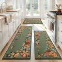 Kitchen Rugs Set of 3, Washable Non-Slip Kitchen Mats for Floor with Rubber Backing, 1'8" x 4'11"