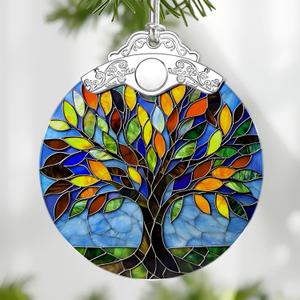 Tree of Life Stained Glass Ornament, Christmas Ornaments Christmas Tree Decorations, Holiday Decor, Stocking Stuffer, Gift Idea, Tree of Life Gift, Gifts for Friend and Family, Set Of 3