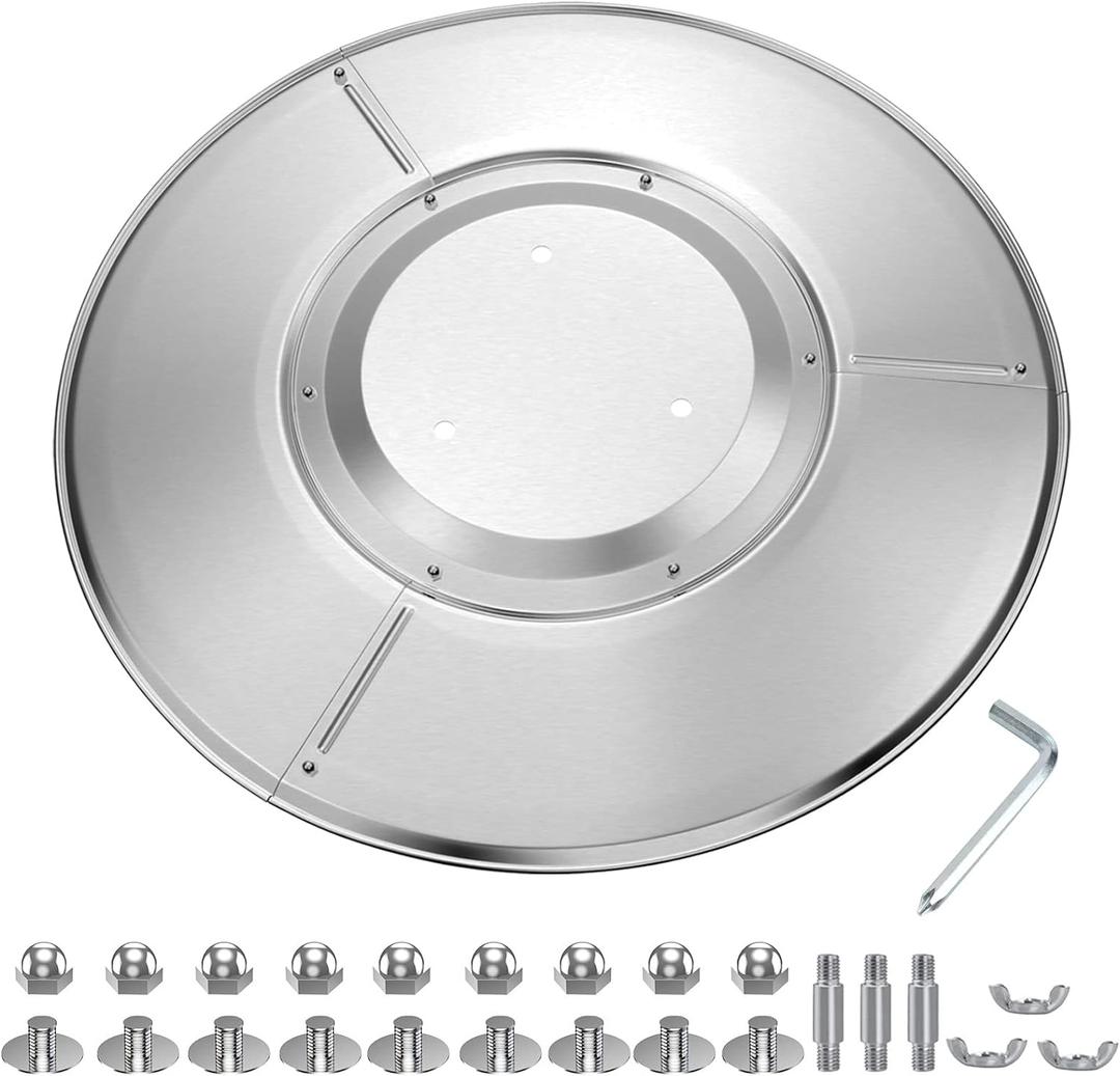 Upgtaded Aluminum Patio Heater Reflector Shield, Propane Outdoor Heater Replacement Parts, Silver Patio Heater Parts, Heat Reflector Shield - Top Dome(3-Hole Mount33" Diameter Round)
