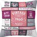 65th Birthday Gifts for Women, 65 Year Old Birthday Gifts for Women, 65th Birthday Decorations for Woman, Best Birthday Gift for 65 Year Old Woman, 1960 Birthday Gift Ideas for Her Pillow Covers 18x18
