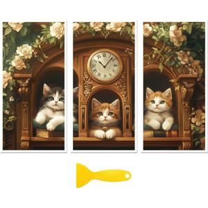 Peacoblue Rub on Transfer Decal Sticker for Furniture Craft Decor 6"x12" Bookcase Cat, 3Pcs Waterproof UV DTF Transfer for Drawer Dresser Glass Porcelain Wood Plastic