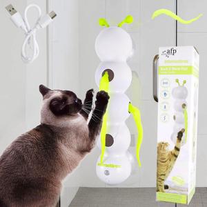 Jaxbo Caterpillar Smart Cats Toys, Interactive Cat Feather Toy with Motion Sensor, Whirlie Cat Toy for Hunting, Reduce Boredom, USB Rechargeable, No Drilling Required, Mount on Wall & Window