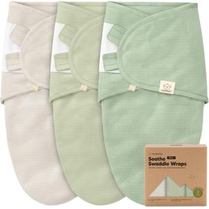 3-Pack Organic Swaddles for Newborns, Baby Sleep Sacks 0-3 Months - Baby Swaddle Wrap, Newborn Wearable Blanket, Infant Sleep Sack for Girls, Boys, Soft & Snug, Large Hook & Loop Closure (Willow)