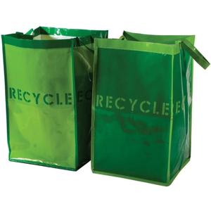 G.U.S. Recycle Bags for Home, Kitchen, Office | Waterproof, Durable, Easy to Wash, Reusable w/Extra Sturdy Handles | Made of recycled materials, 30L Capacity ea. | Set of 2
