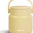 Adults Bento Soup Thermo for Hot Food Stainless Steel Thermal Lunch Container with Spoon,Keep Warm and Cold Portable Wide Mouth Leak Proof Vacuum Insulated Food Jar (yellow 27 oz)