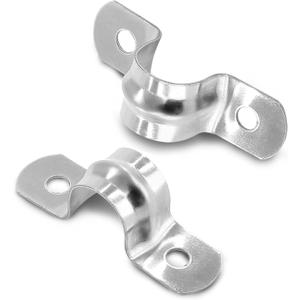 Piutouyar 50 Pack 12MM Two Hole Strap U Bracket 304 Stainless Steel Rigid Pipe Strap Clamp Heavy Duty Tube Strap Tension Clip (1/2 Inch)