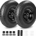 2Pc 4.00-6 Flat Free Tire,13"Solid Compatible with Gorilla Cart Wheelbarrow | With 5/8"&3/4" Bearing, 1.8-5.8" Centered Hub, 4.00-6 tire and wheel Fit for Gorilla Cart, Garden Cart/Hand Truck/Wheelbarrow
