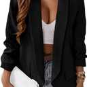 PRETTYGARDEN Womens Casual Blazer 2025 Spring Fall Fashion Long Sleeve Open Front Work Office Suit Jackets (Large, Black)