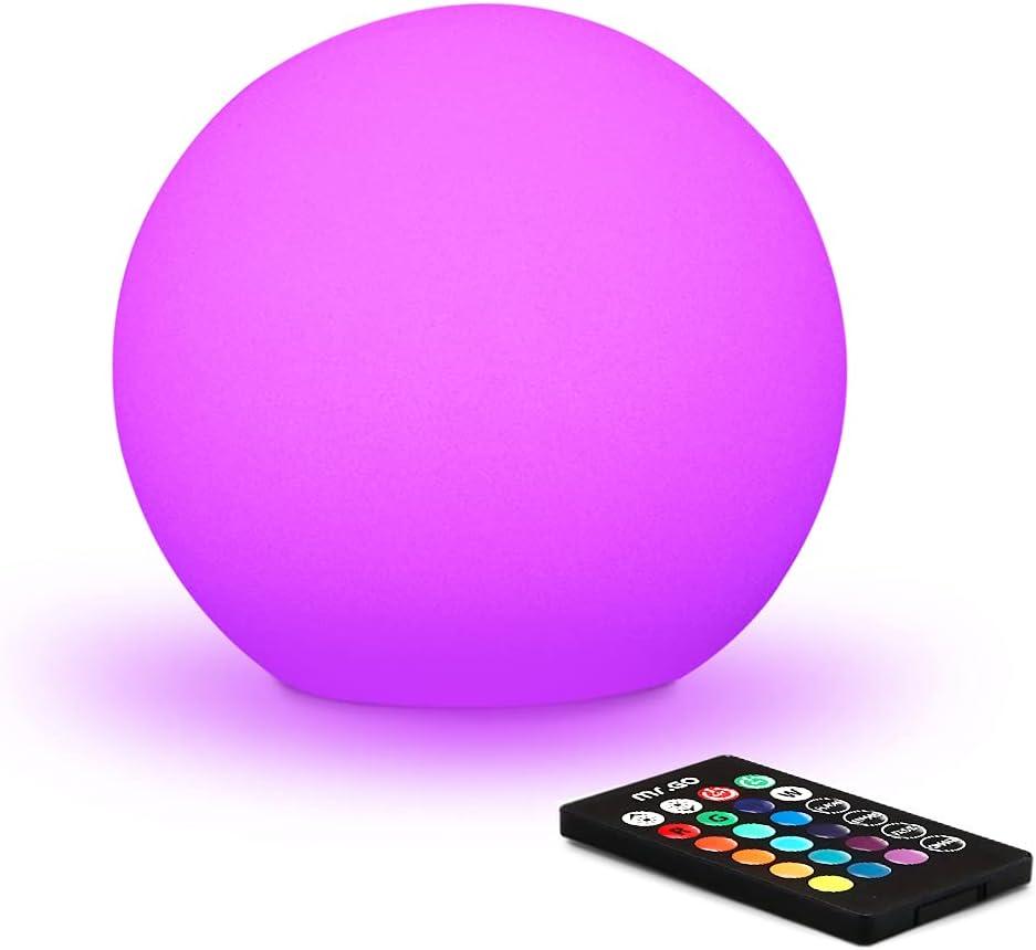 Mr.Go 6-inch RGB Color-Changing LED Globe Orb Light w/Remote, Mood Lamp Kids Night Light, 16 Dimmable Colors & 4 Modes, Battery & AC Adapter Power, Home Bedroom Patio Pool Decorative Lighting (Ball 6")