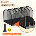 7-Section Metal Upright File Sorter Organizer, Office Small Letter Sorter Desktop File Organizer Metal Mesh Iron Sole, Black