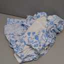 Wenrine Womens Floral Mini Dress Spaghetti Strap Sleeveless Tie Back Ruffle Summer Tiered Dresses, S