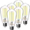 TJOY 6 Pack E26 Base Vintage LED Edison Light Bulbs, 60W Equivalent Dimmable, 4000K Natural White, 8W ST58 LED Filament Bulbs, 800Lumens, CRI80+, Antique Glass Style for Home, Bedroom, Farmhouse
