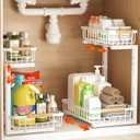 Under Sink Organizer, 2 Pack Under Sink Organizers and Storage, 2-Tier Pull Out Under Cabinet Organizer Storage Shelf, Metal Frame, Height Adjustable Rack for Bathroom Kitchen Pantry