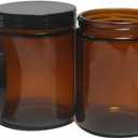 8oz Glass Jars with Lids, 2 pack Jars Amber 250g Empty Round Cosmetic Containers for Sample, Powder,Body Butter,Cream, Lotion, Spice